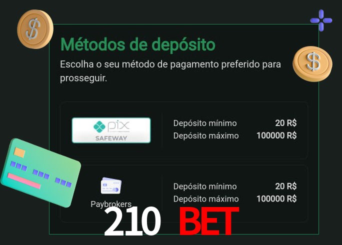 O cassino 210 Bet oferece uma grande variedade de métodos de pagamento